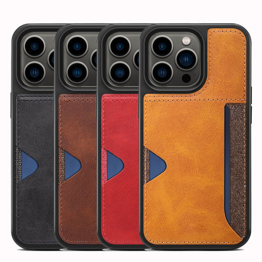 LeatherCard Sticker Case For iPhone 14