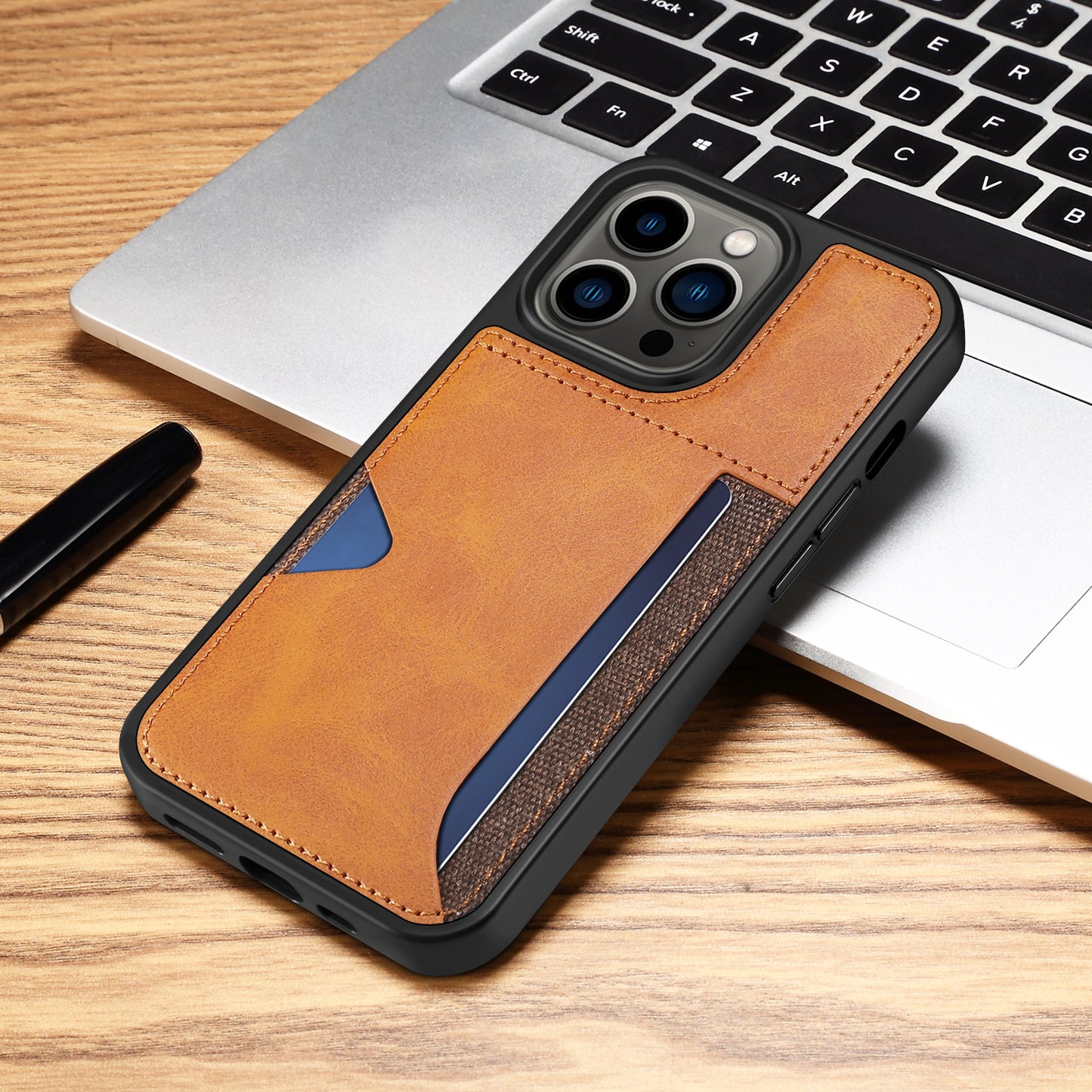 LeatherCard Sticker Case For iPhone 14