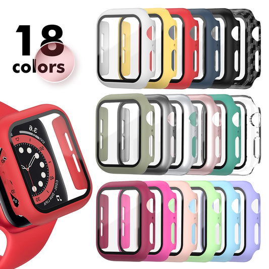 Tempered Glass+Matte Watch Cover  for Apple Watch Case 44mm 40mm 42mm 38mm  Bumper+Screen Protector for Iwatch SE 6 5 4 3 2 1