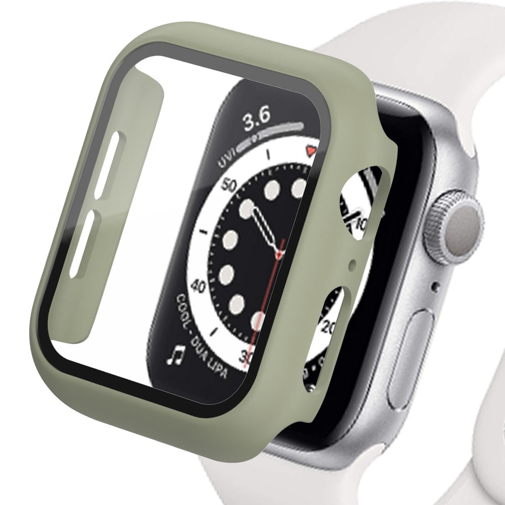 Tempered Glass+Matte Watch Cover  for Apple Watch Case 44mm 40mm 42mm 38mm  Bumper+Screen Protector for Iwatch SE 6 5 4 3 2 1