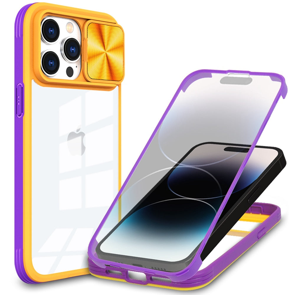 Sliding Camera Lens Protection Full Coverage Case For iPhone 14 13 12 11 Pro