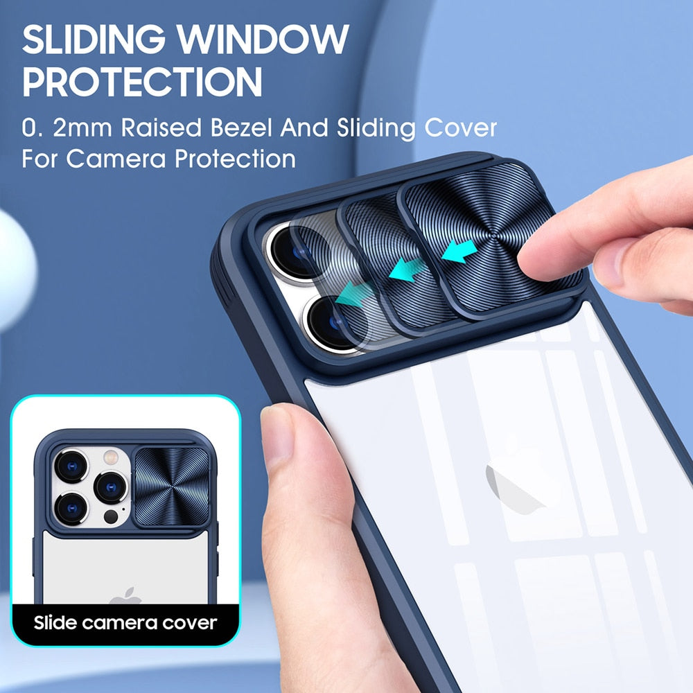 Sliding Camera Lens Protection Full Coverage Case For iPhone 14 13 12 11 Pro