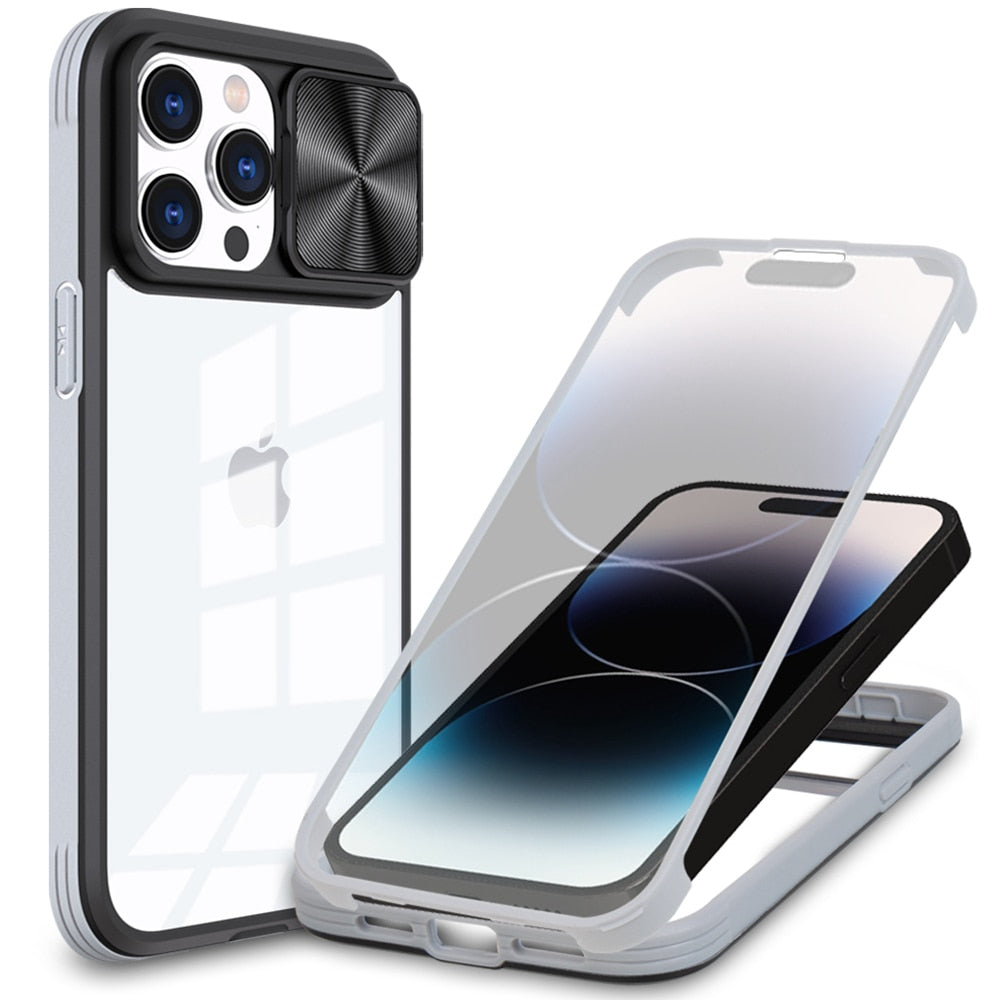 Sliding Camera Lens Protection Full Coverage Case For iPhone 14 13 12 11 Pro